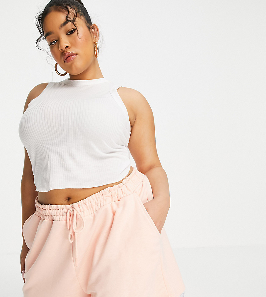 Only Curve jersey shorts set in peach-Pink