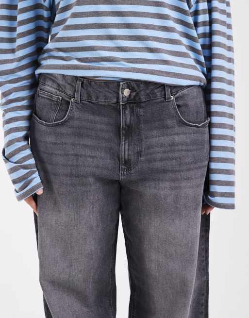 ONLY Curve Juicy high rise wide leg jeans in dark gray, 3 of 5