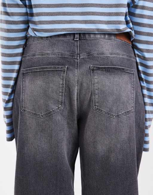ONLY Curve Juicy high rise wide leg jeans in dark gray, 4 of 5