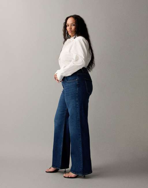 ONLY Curve - Juicy - Jeans met wijde pijpen in donkerblauw, 2 van 7