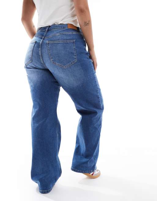 ONLY Curve - Juicy - Mellemblå jeans med brede ben , 4 af 5