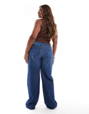 Only Curve Juicy Wide Leg Jeans In Blue