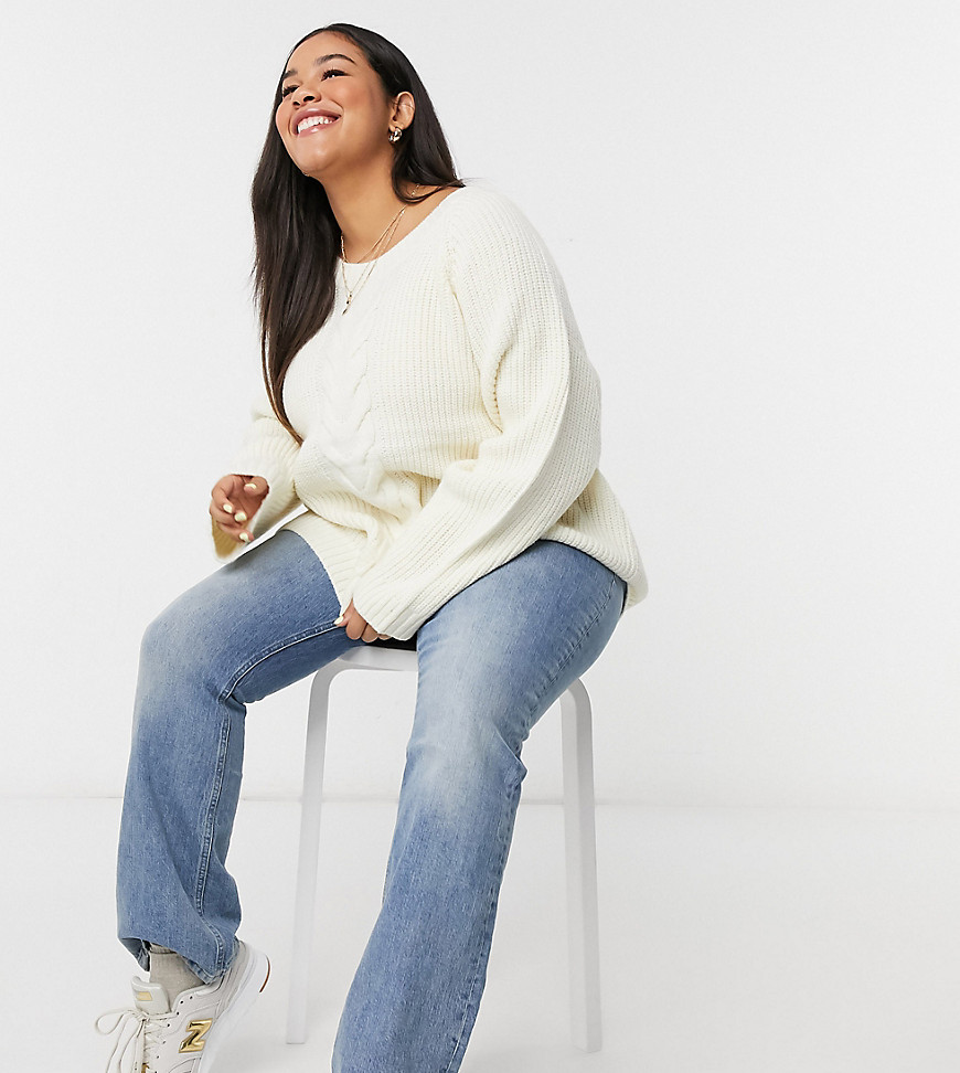 Only Curve jumper in cream knit