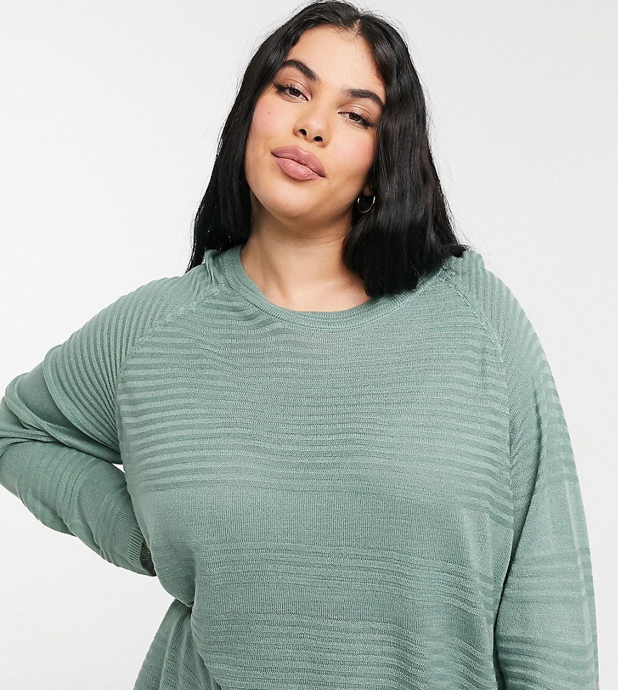 Only Curve jumper with textured stripe in green