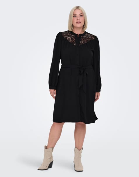 ONLY Curve – Kleid aus Spitze in Schwarz - view 1