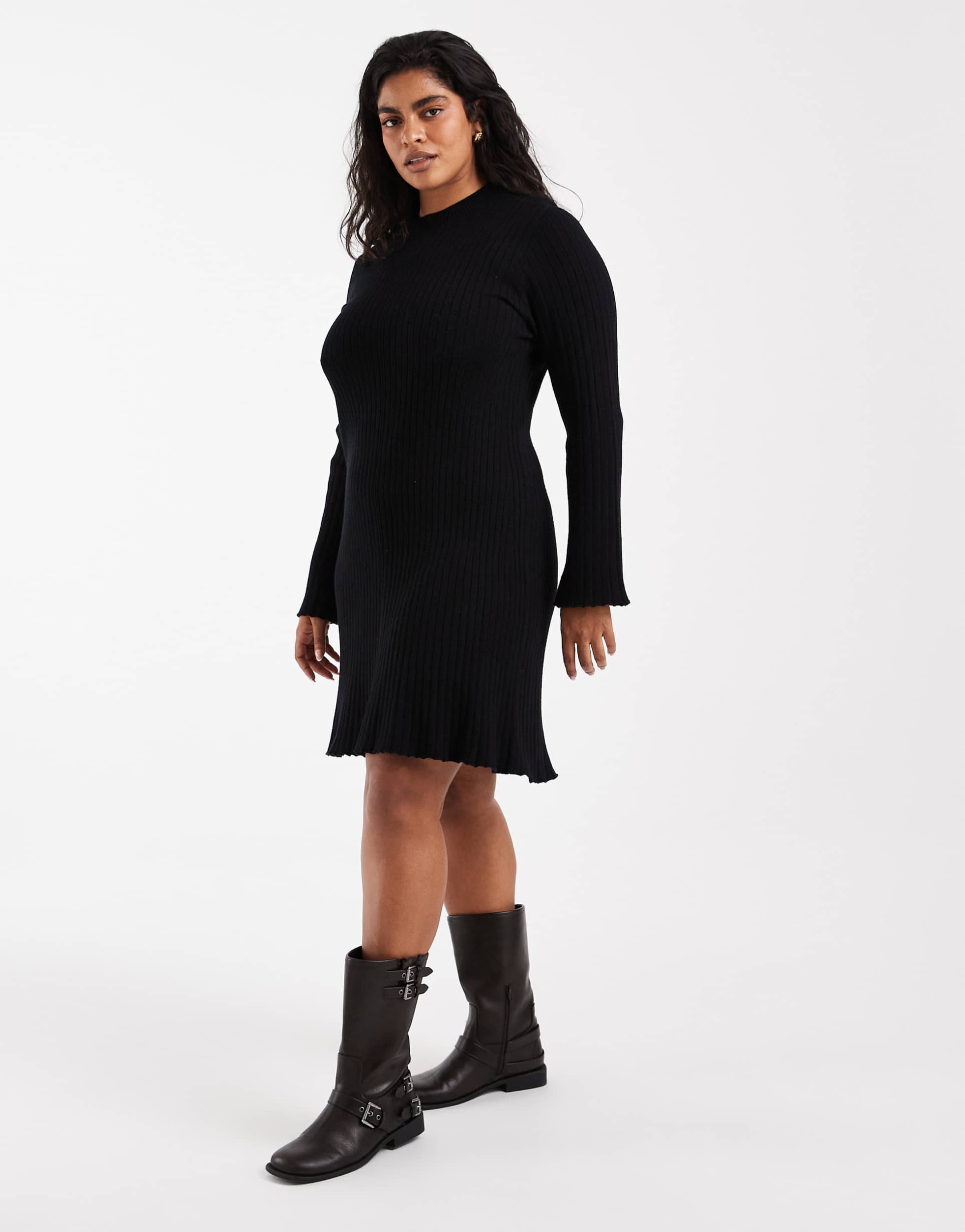 only curve knit mini dress in black