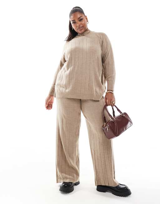 ONLY Curve knit set in sand