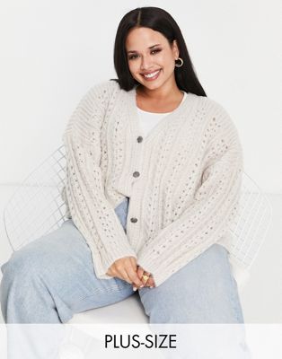 Only Curve knitted cardigan in stone - STONE - ASOS Price Checker