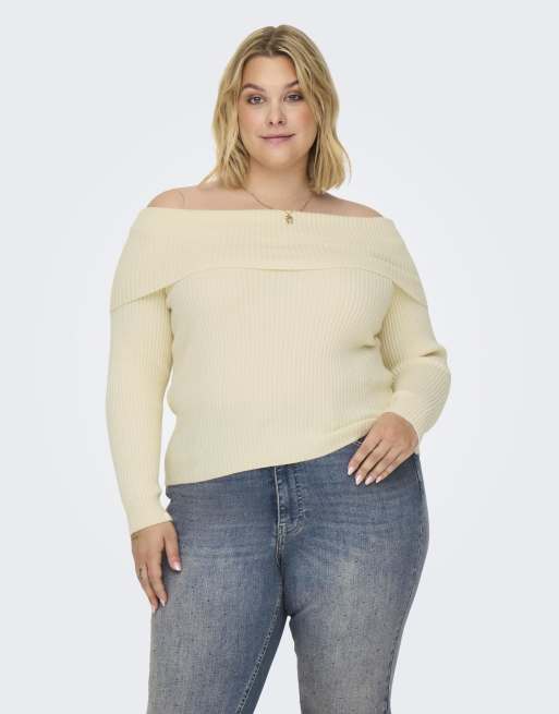 ONLY Curve Knitted pullover in whitecap gray