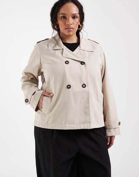 Only Curve - Korte trenchcoat in beige - view 1