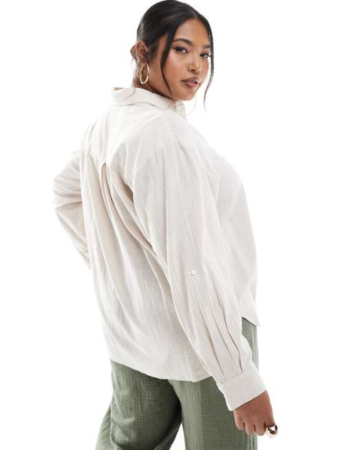 ONLY Curve – Kremowa koszula oversize, 4 z 4