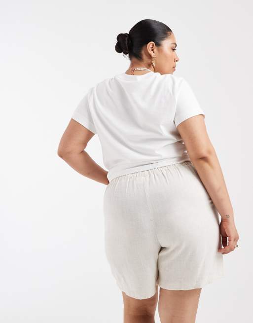Only Curve – Kremowe szorty z domieszką lnu, 5 z 5