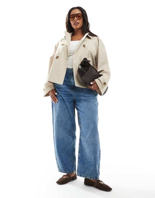 ONLY Curve – Kurzer Trenchcoat in Beige ASOS