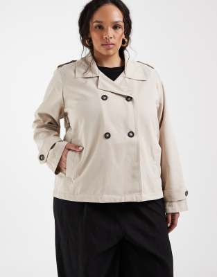 ONLY Curve - Kurzer Trenchcoat in Beige-Neutral