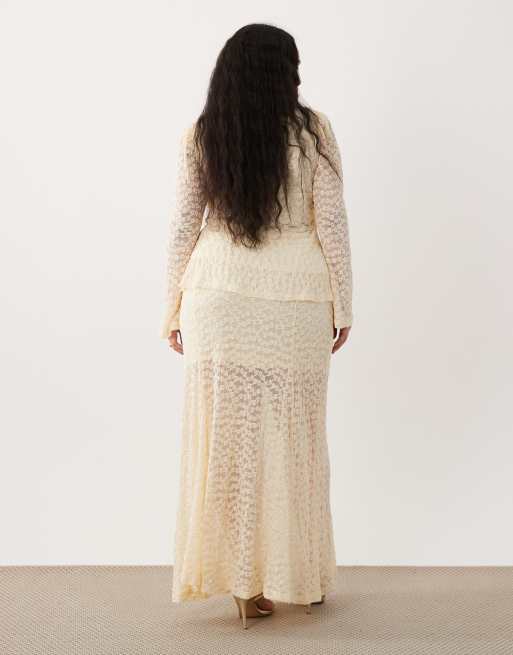 ONLY Curve lace midi skirt in beige - part of a set, 5 of 5