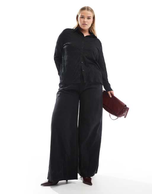ONLY Curve lace shirt in black