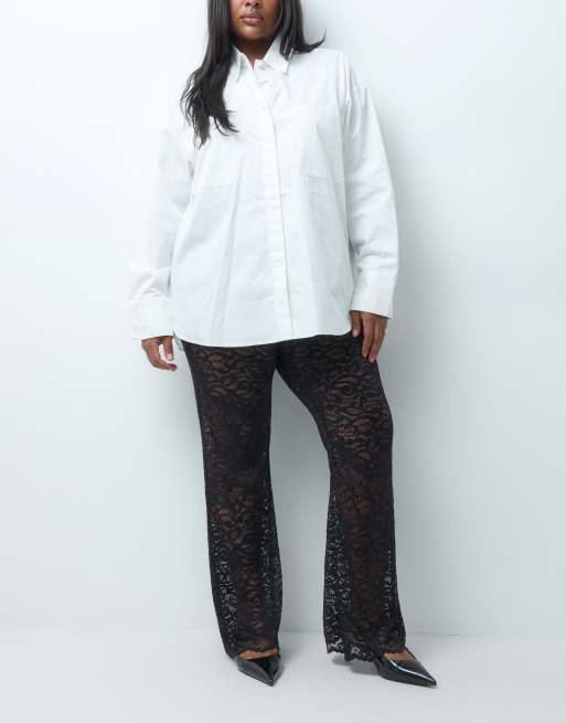 ONLY Curve lace trousers in black, 3 of 5