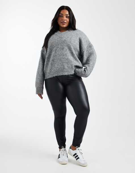 Only Curve - Leggings spalmati neri - view 1