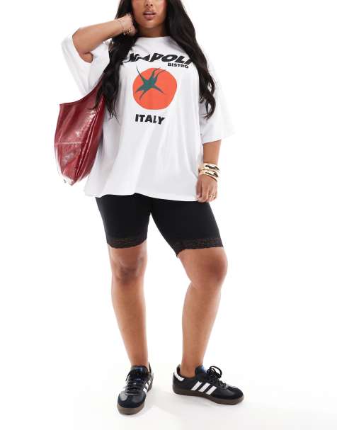 ONLY Curve - Leggingshort met kanten rand in zwart   - view 1