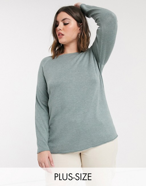 Only Curve light weight jumper in green