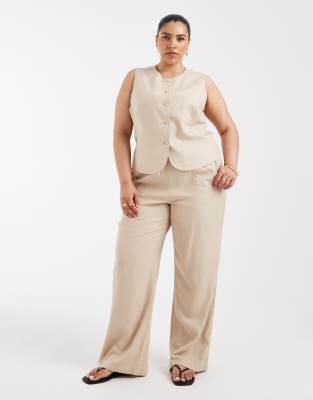 ONLY Curve linen blend pants in beige - part of a set oxford tan 12190₽