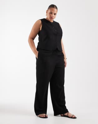 ONLY Curve linen blend pants in black - part of a set black
