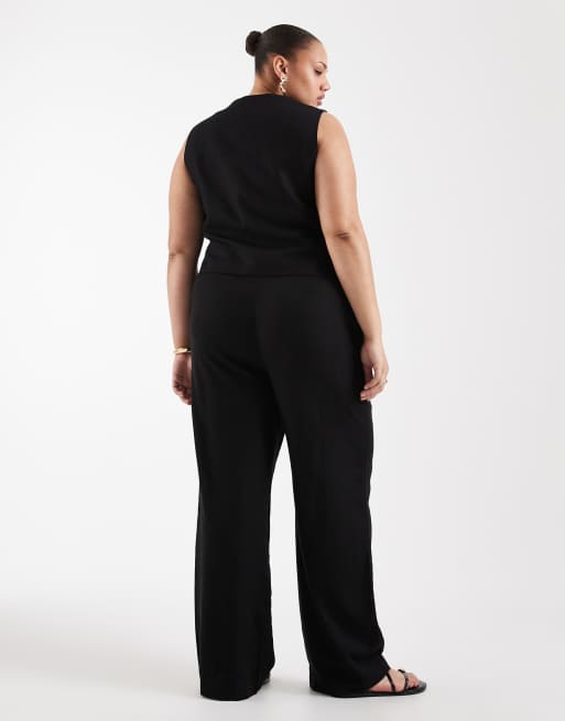 ONLY Curve linen blend trousers co-ord in black, 5 of 5