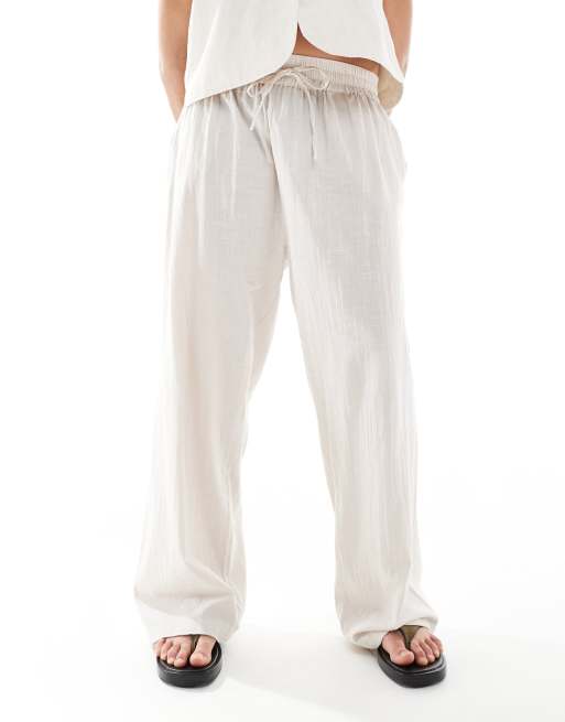 ONLY Curve linen look pull on pants in beige - part of a set, 5 of 5