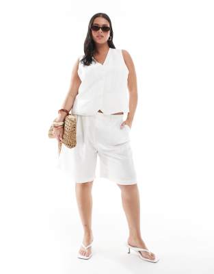Only Curve Linen Mix Tailored Tank Top