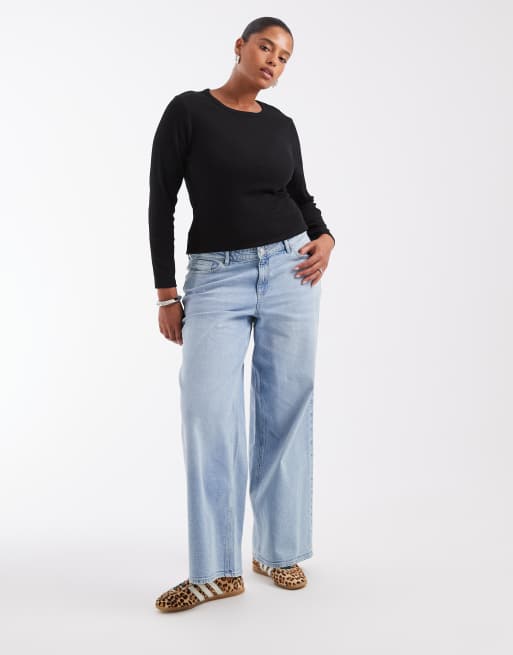 ONLY Curve long sleeve top in black, 2 of 4