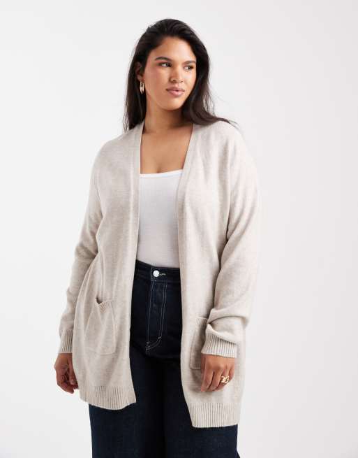 Only - Curve - Longline cardigan i beige, 2 af 4