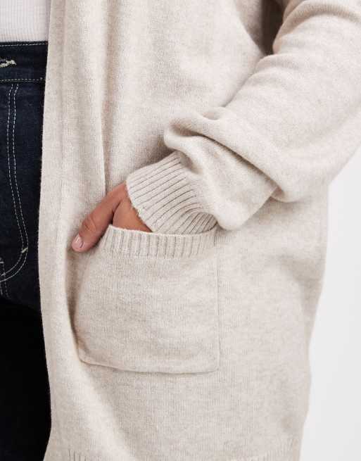 Only - Curve - Longline cardigan i beige, 3 af 4