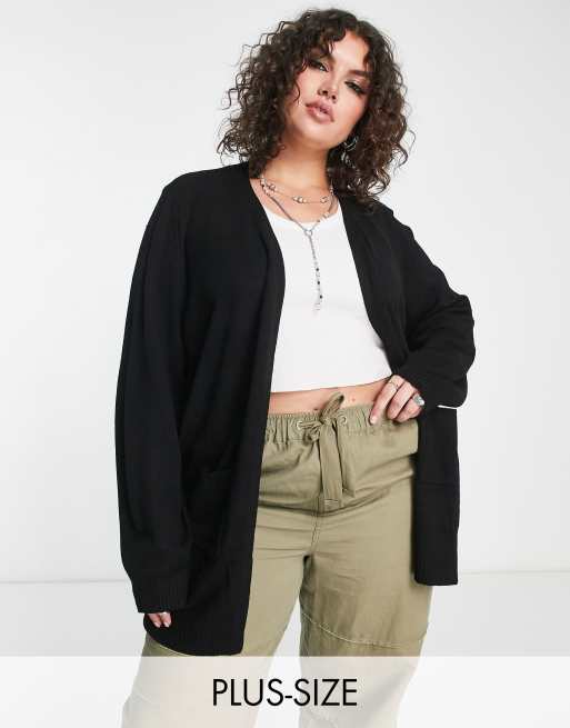 Curvy Longline Black Cardigan