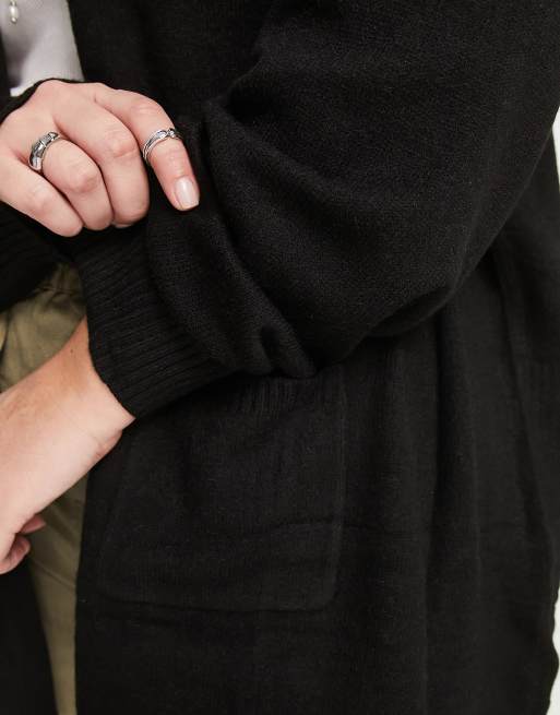 Only Curve longline cardigan in black, 4 of 4