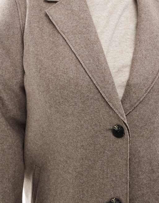 ONLY Curve longline coat in beige