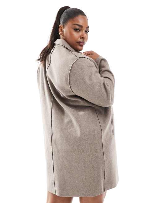 ONLY Curve longline coat in beige