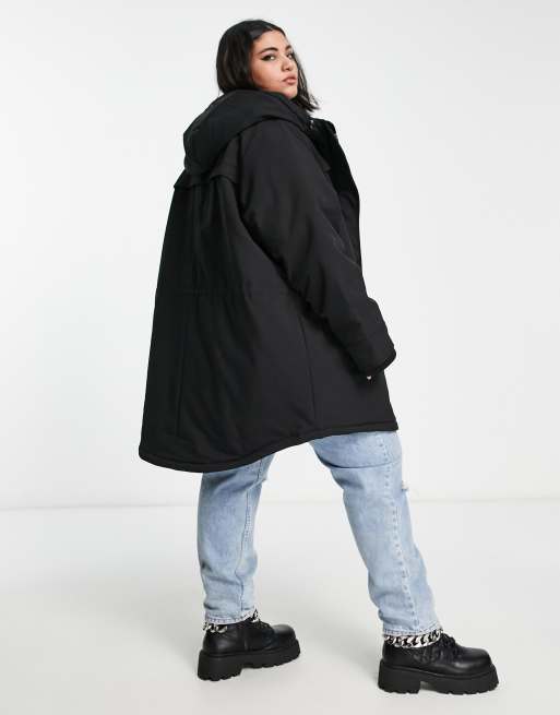 ONLY Curve longline parka coat in black , 2 of 4