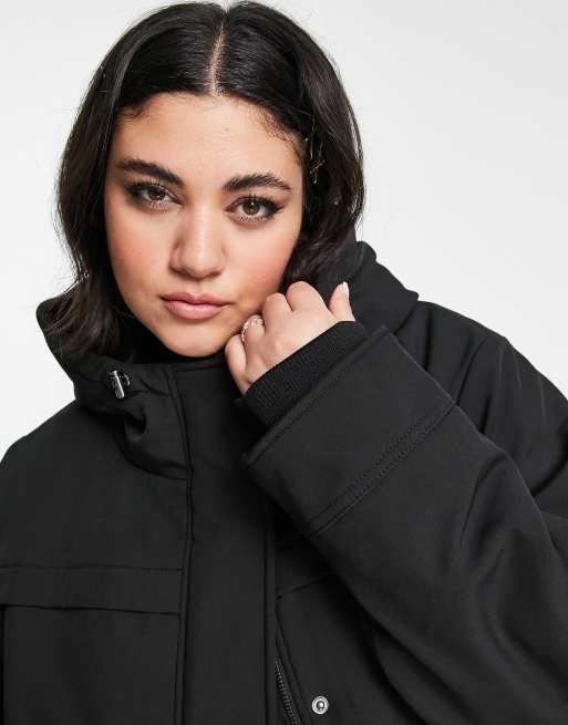 ONLY Curve longline parka coat in black , 3 of 4