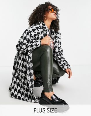 Only Curve longline shacket in houndstooth - ASOS Price Checker