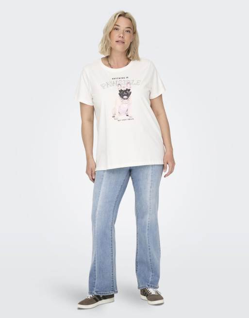 ONLY Curve - Lyseblå jeans med svaj