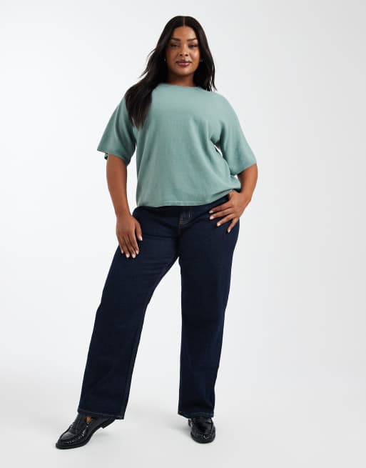 Only Curve - Maglione a maniche corte verde chiaro, 3 di 4