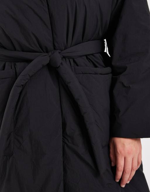 ONLY Curve - Manteau long avec ceinture à nouer - Noir, 3 de 4