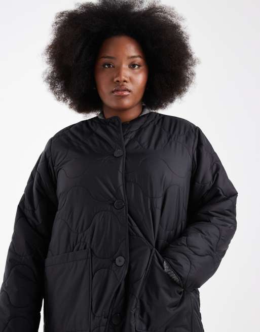 ONLY Curve - Manteau long matelassé - Noir, 3 de 4