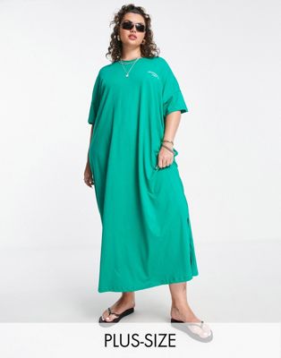 Only Curve maxi t-shirt dress in bright green