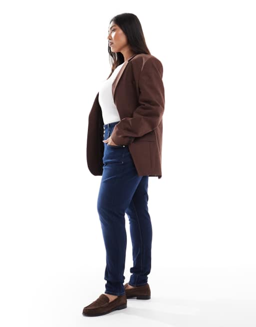 ONLY Curve – Mellanblå skinny jeans med hög midja, 3 av 5