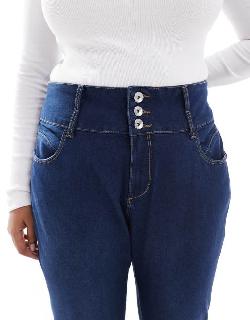 ONLY Curve – Mellanblå skinny jeans med hög midja, 4 av 5