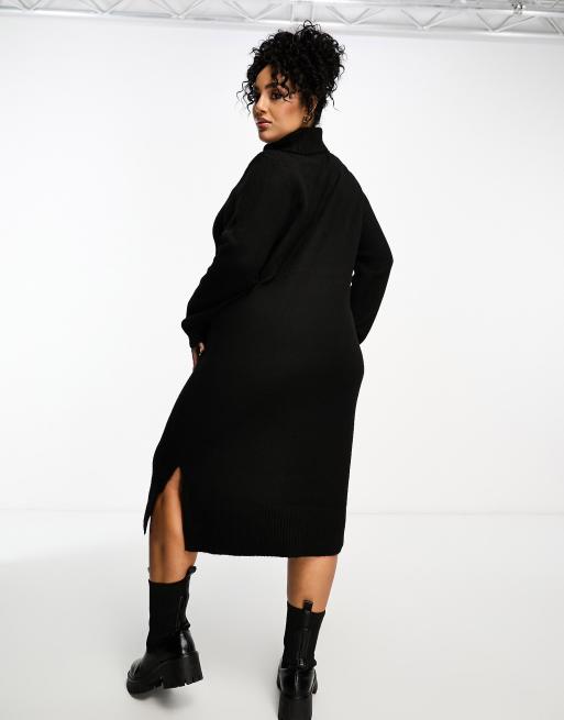 Only Curve – Midi-Pulloverkleid in Schwarz mit Rollkragen , 4 von 4