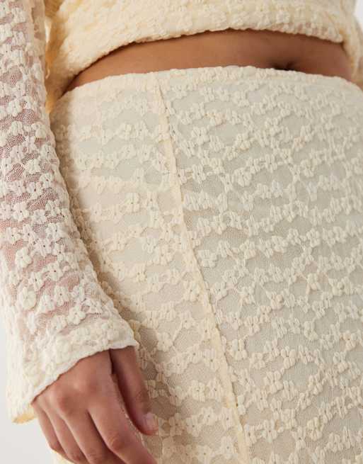 ONLY Curve – Midirock aus Spitze in Beige, Kombiteil, 3 von 5
