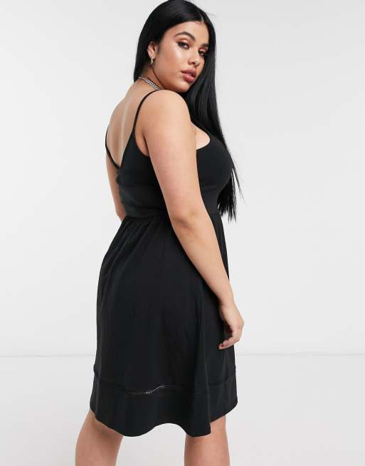 Plus size black cami hot sale dress