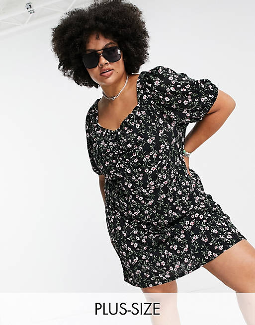 Dresses Only Curve mini dress with ruched bust detail in floral print 